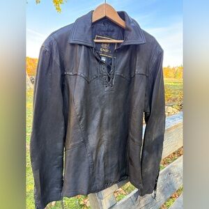 UNIK BRAND Leather Pull Over Jacket